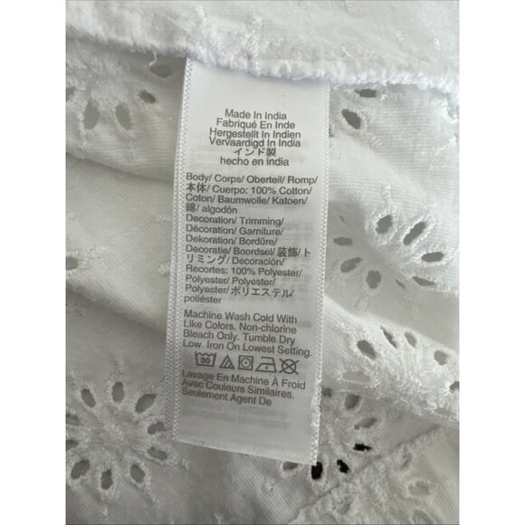 Madewell Women's S Boxy Wide Sleeve Embroidered Eyelet Tee White Crew NWT - Picture 8 of 13